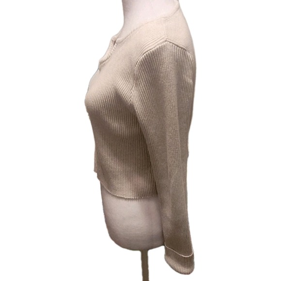 Forever 21 Crop Top Long Sleeve Womens Size Large Ribbed Sweetheart Neck Sweater - Picture 4 of 7